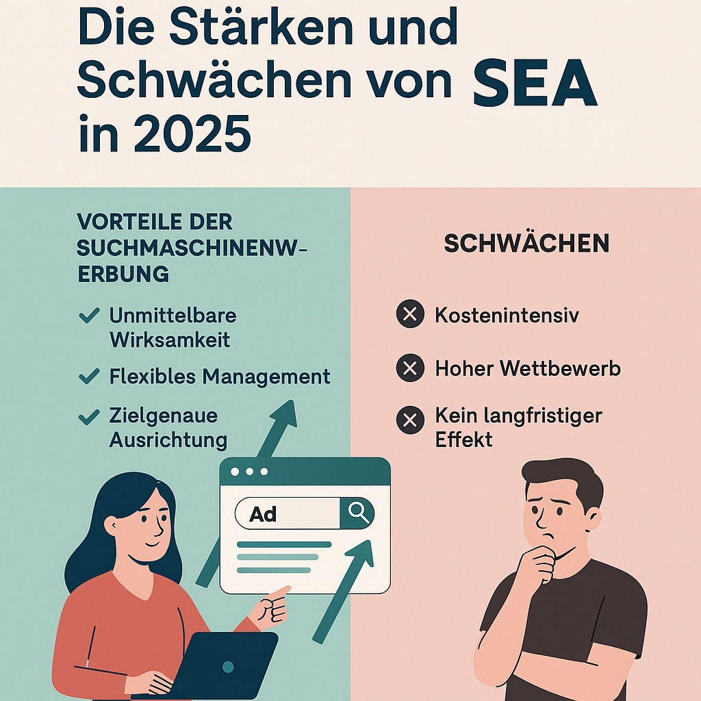 Wie effektiv ist SEA im Jahr 2025? Erfahre die wichtigsten Vorteile und Herausforderungen der Suchmaschinenwerbung und wie du sie gezielt im Marketing einsetzen kannst.